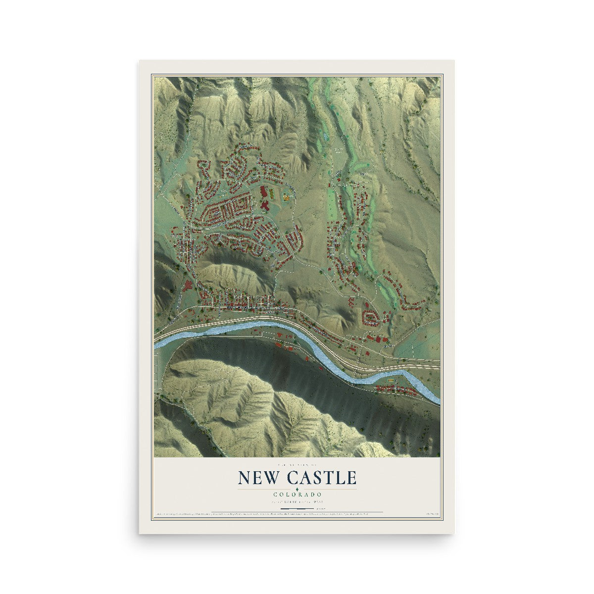 Map of New Castle, Colorado, 12 x 18 inch unframed archival matte print