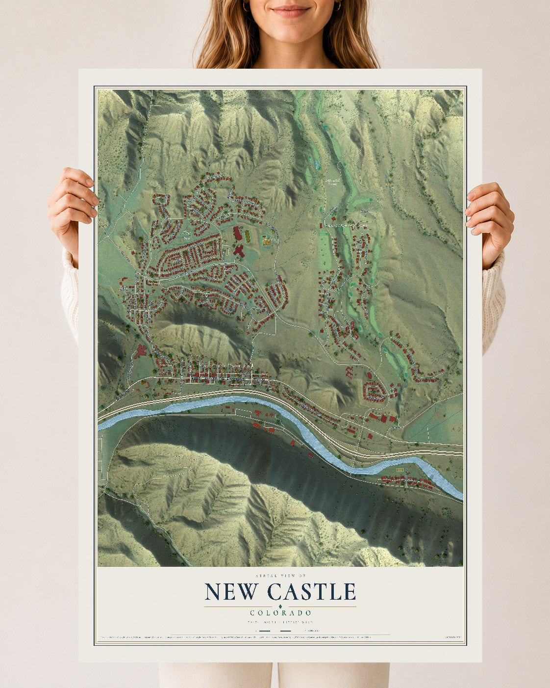 Map of New Castle, Colorado, 24 x 36 inch unframed archival matte print