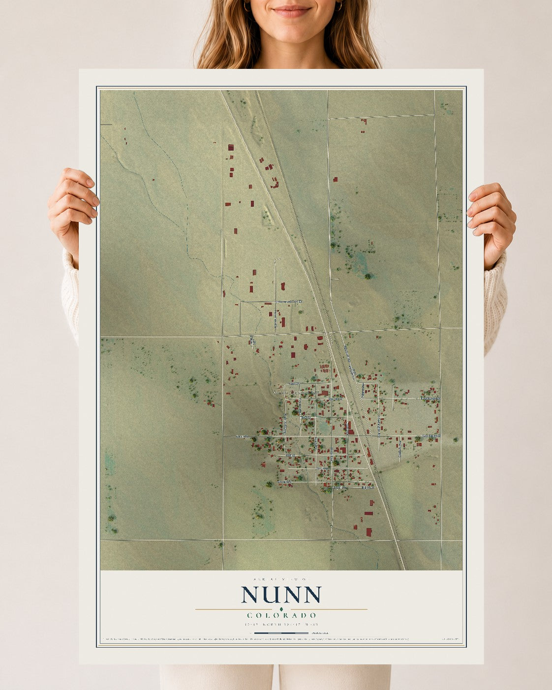 Map of Nunn, Colorado, 24 x 36 inch unframed archival matte print