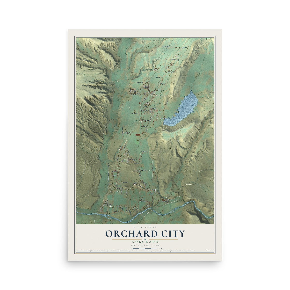Map of Orchard City, Colorado, 12 x 18 inch unframed archival matte print