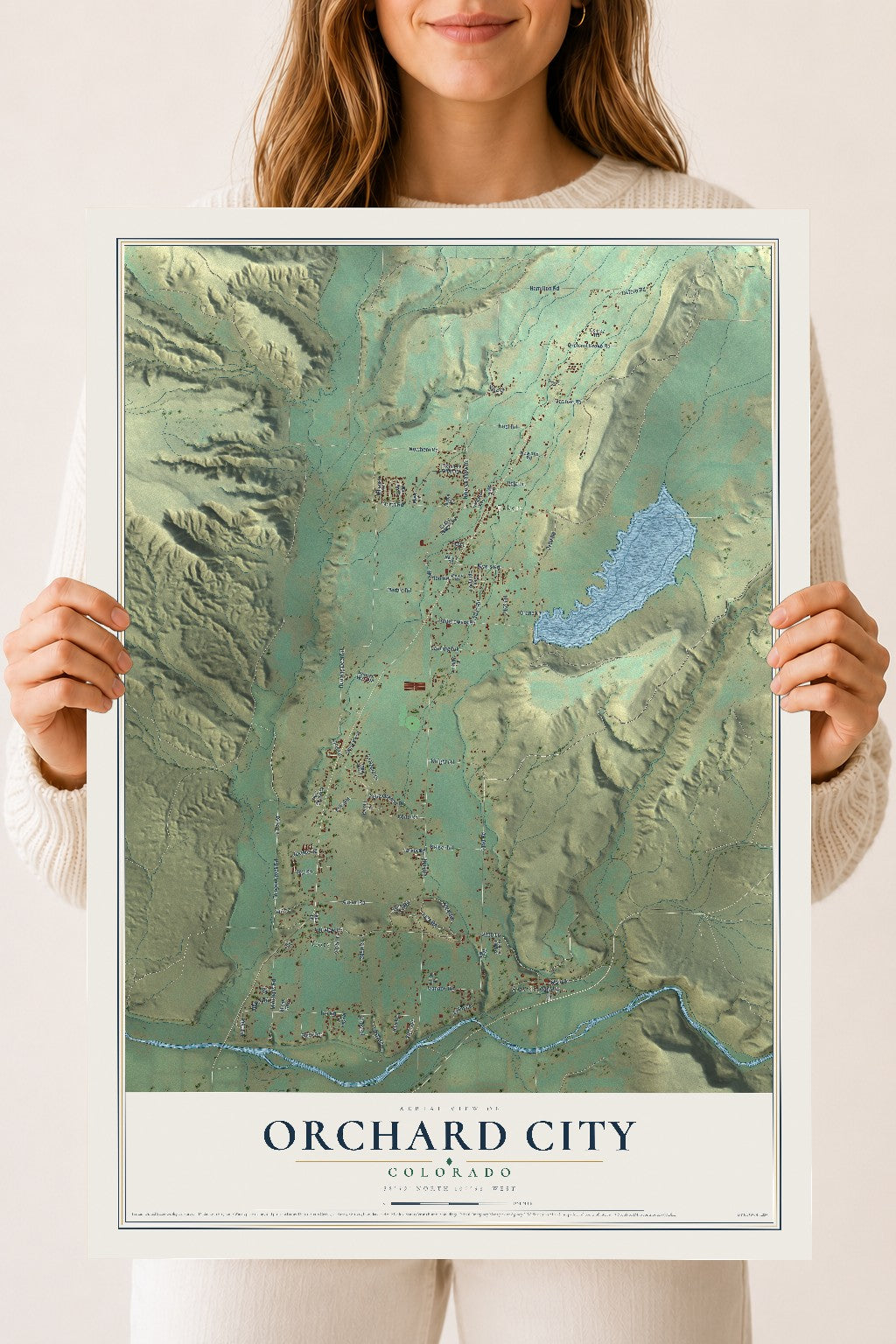 Map of Orchard City, Colorado, 18 x 24 inch unframed archival matte print