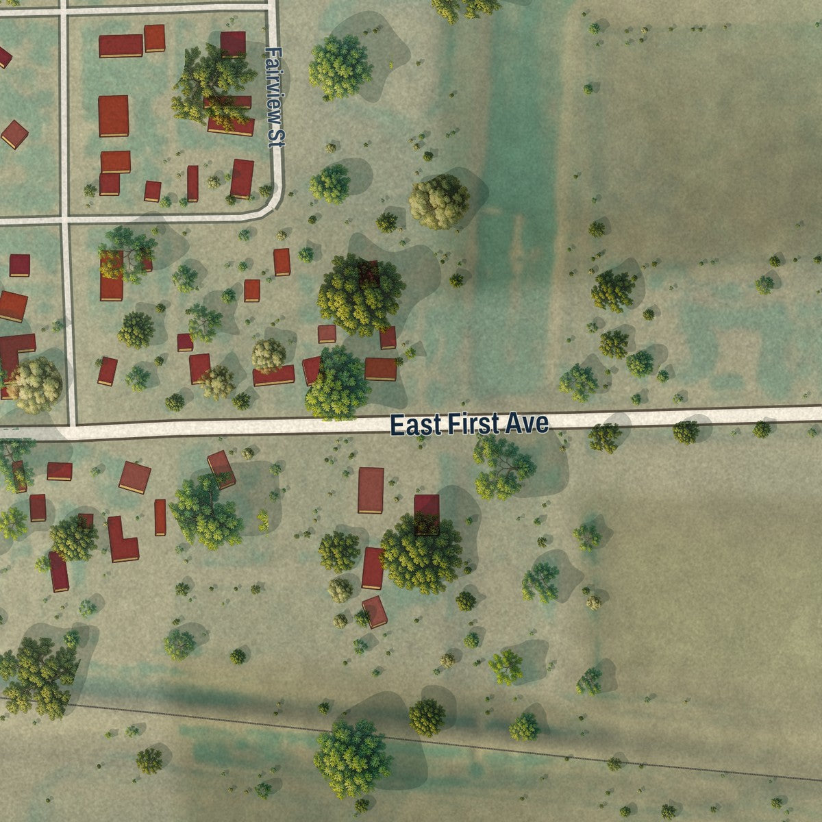 Second close-up of the map of Otis, Colorado print showing more streets and buildings