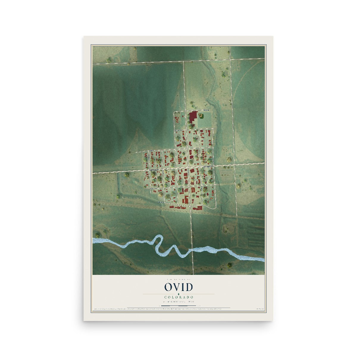Map of Ovid, Colorado, 12 x 18 inch unframed archival matte print