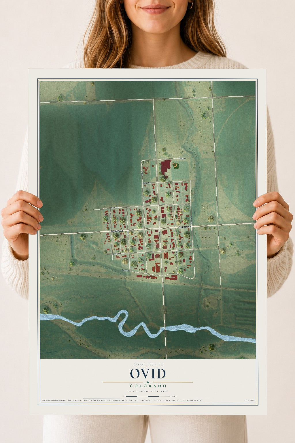 Map of Ovid, Colorado, 18 x 24 inch unframed archival matte print
