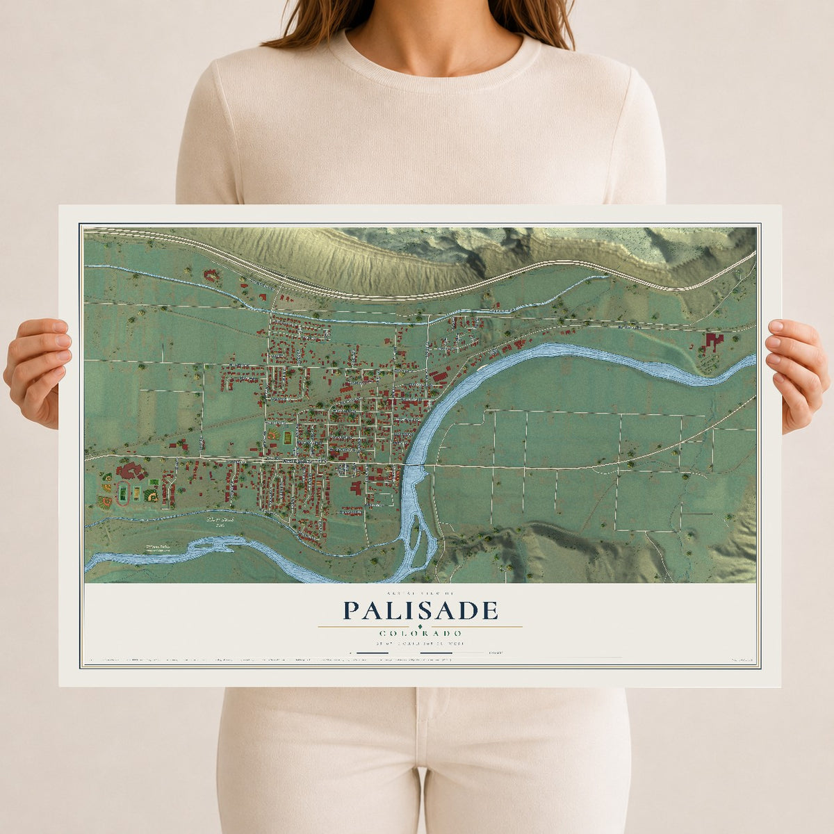 Map of Palisade, Colorado, 12 x 18 inch unframed archival matte print