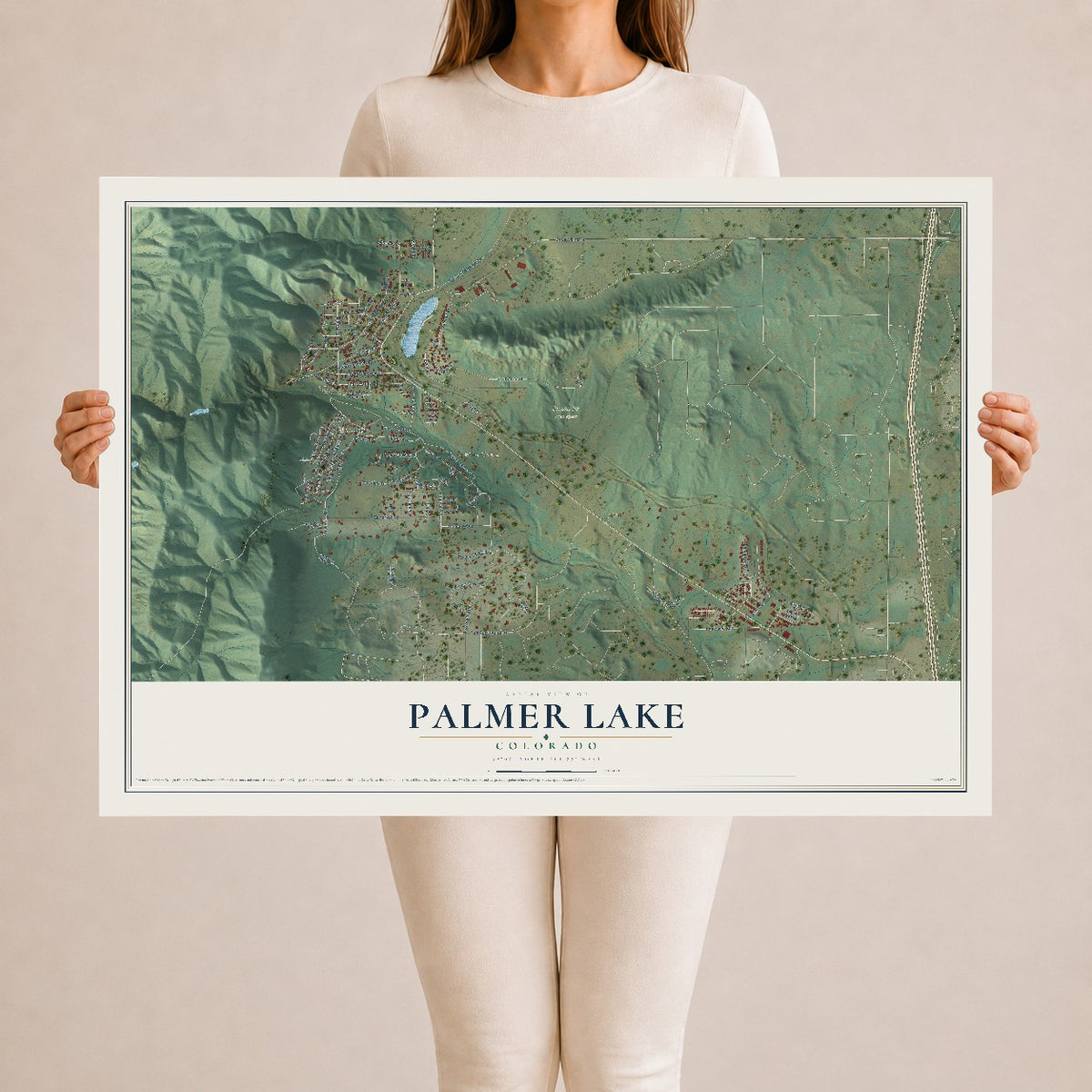 Map of Palmer Lake, Colorado, 24 x 36 inch unframed archival matte print