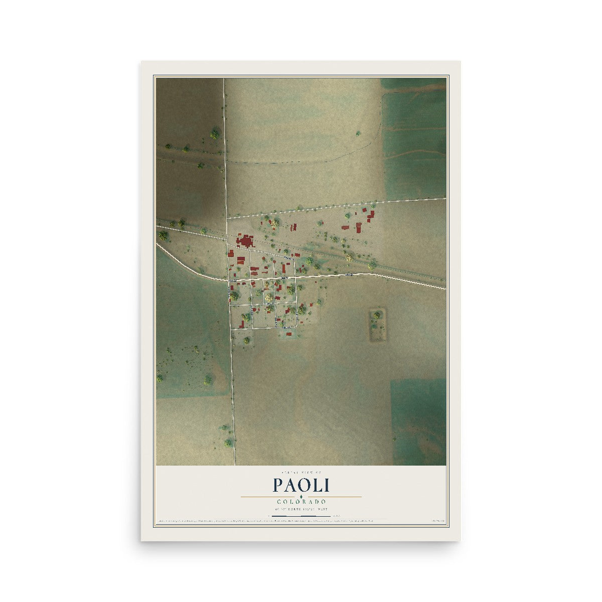 Map of Paoli, Colorado, 12 x 18 inch unframed archival matte print