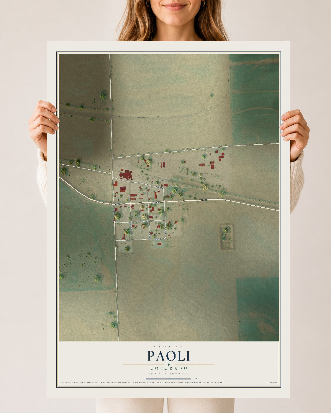 Map of Paoli, Colorado, 24 x 36 inch unframed archival matte print