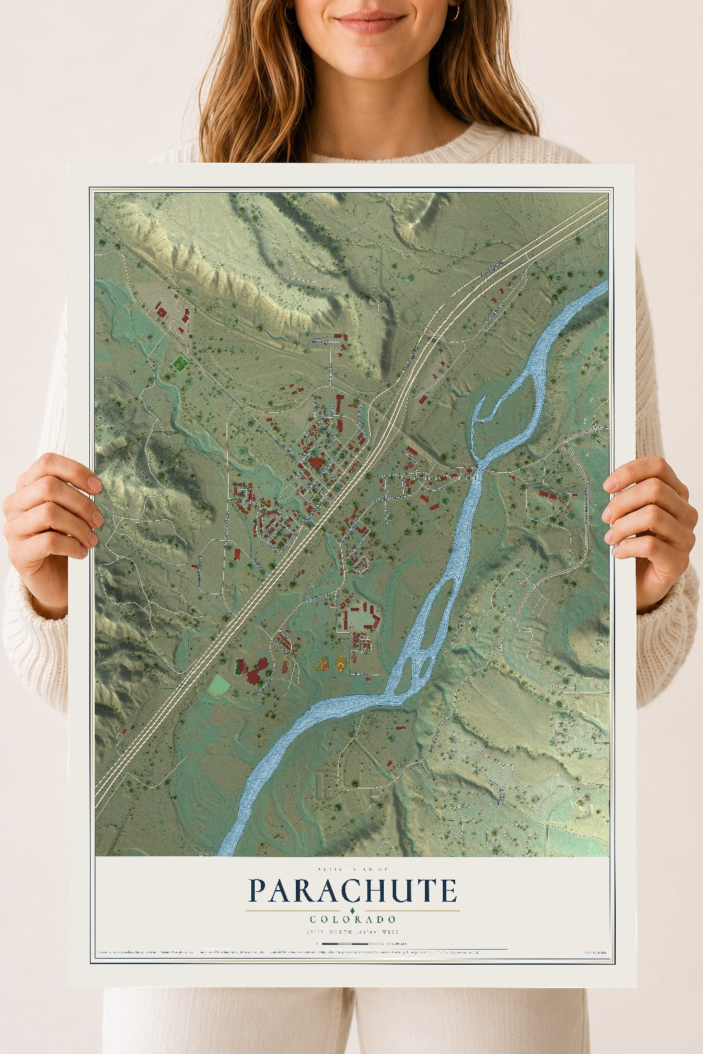 Map of Parachute, Colorado, 18 x 24 inch unframed archival matte print