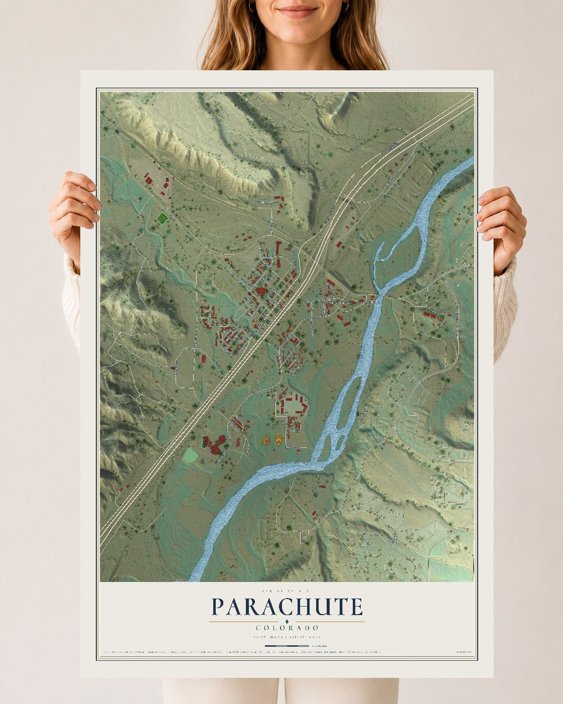 Map of Parachute, Colorado, 24 x 36 inch unframed archival matte print