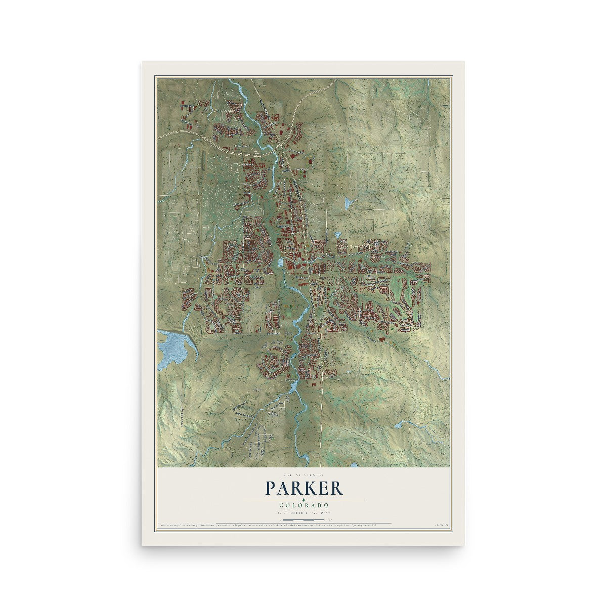 Map of Parker, Colorado, 12 x 18 inch unframed archival matte print