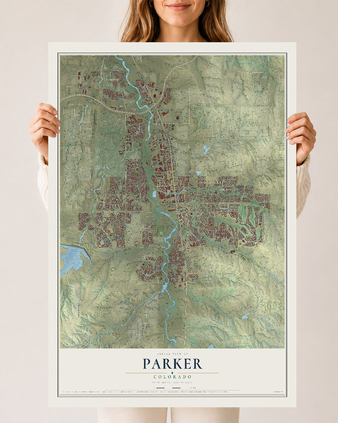 Map of Parker, Colorado, 24 x 36 inch unframed archival matte print