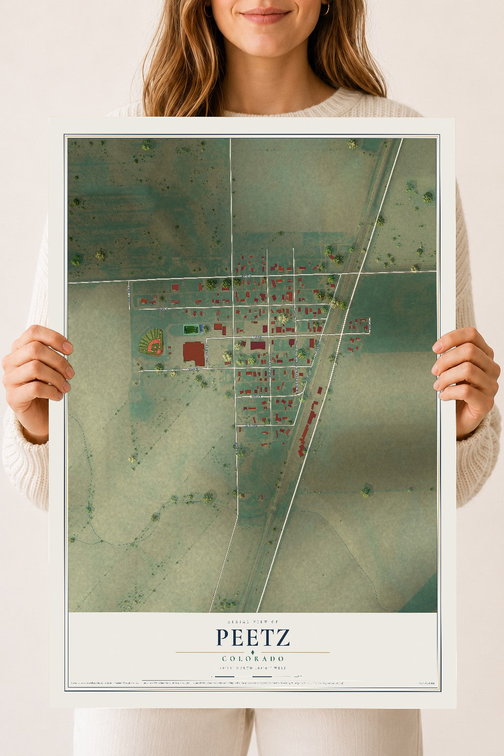 Map of Peetz, Colorado, 18 x 24 inch unframed archival matte print