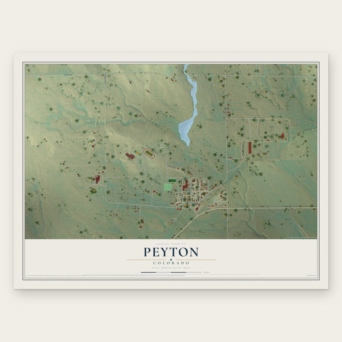 Peyton, Colorado map print, the full design