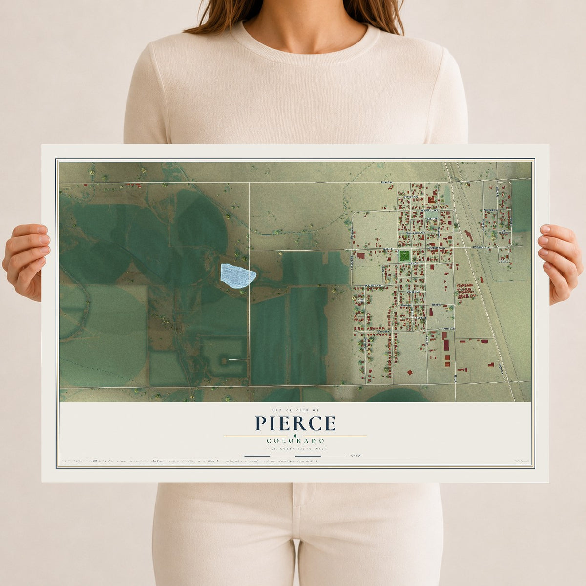 Map of Pierce, Colorado, 12 x 18 inch unframed archival matte print