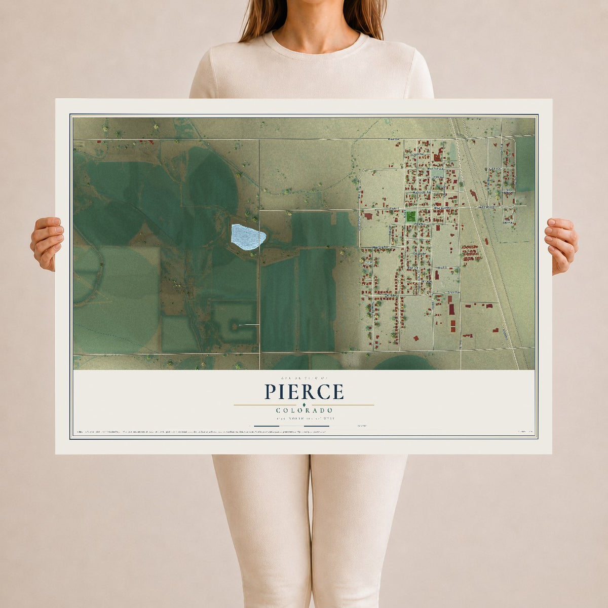 Map of Pierce, Colorado, 24 x 36 inch unframed archival matte print