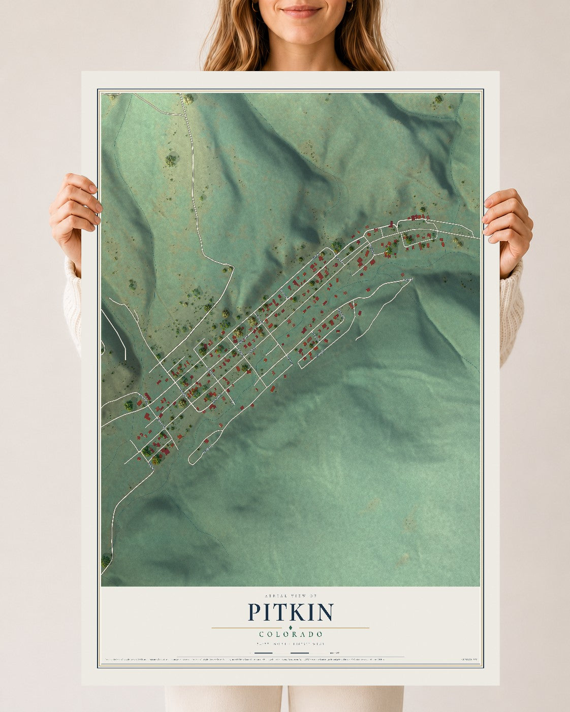 Map of Pitkin, Colorado, 24 x 36 inch unframed archival matte print