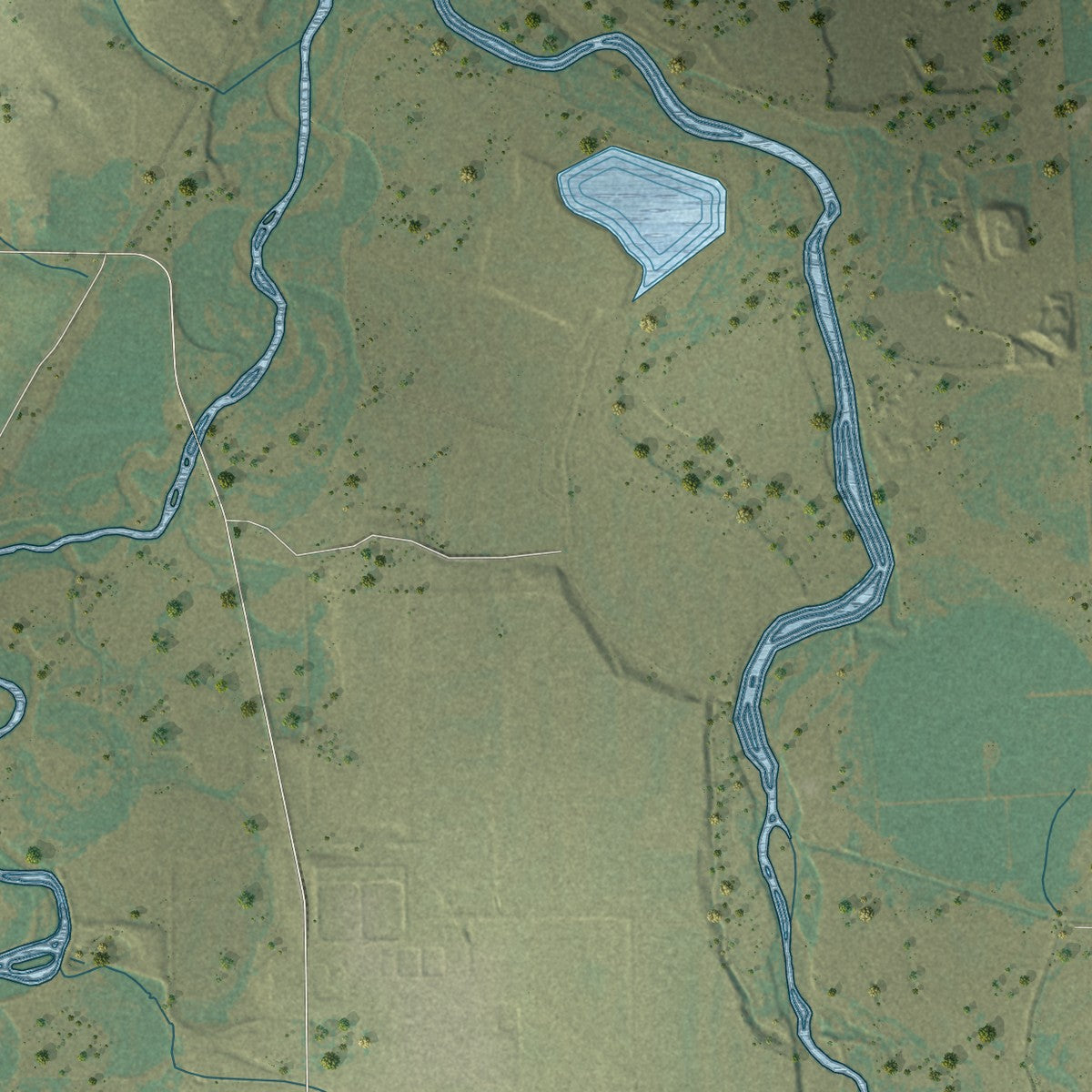 Second close-up of the map of Platteville, Colorado print showing more streets and buildings