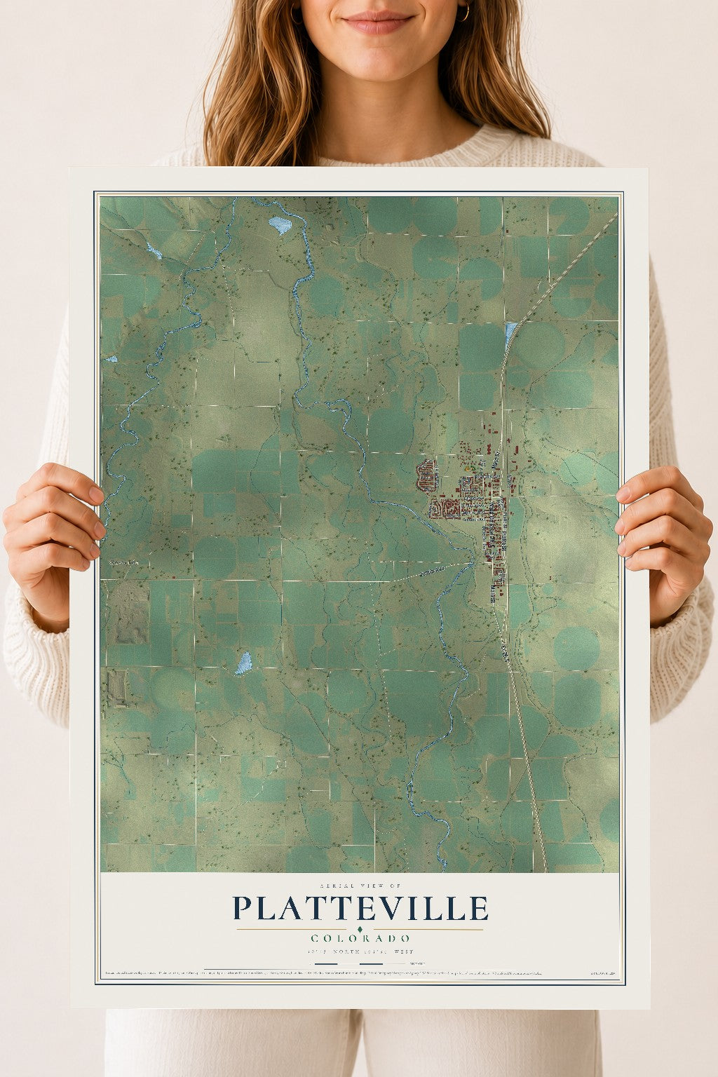 Map of Platteville, Colorado, 18 x 24 inch unframed archival matte print