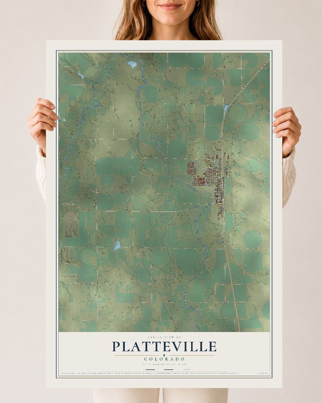 Map of Platteville, Colorado, 24 x 36 inch unframed archival matte print