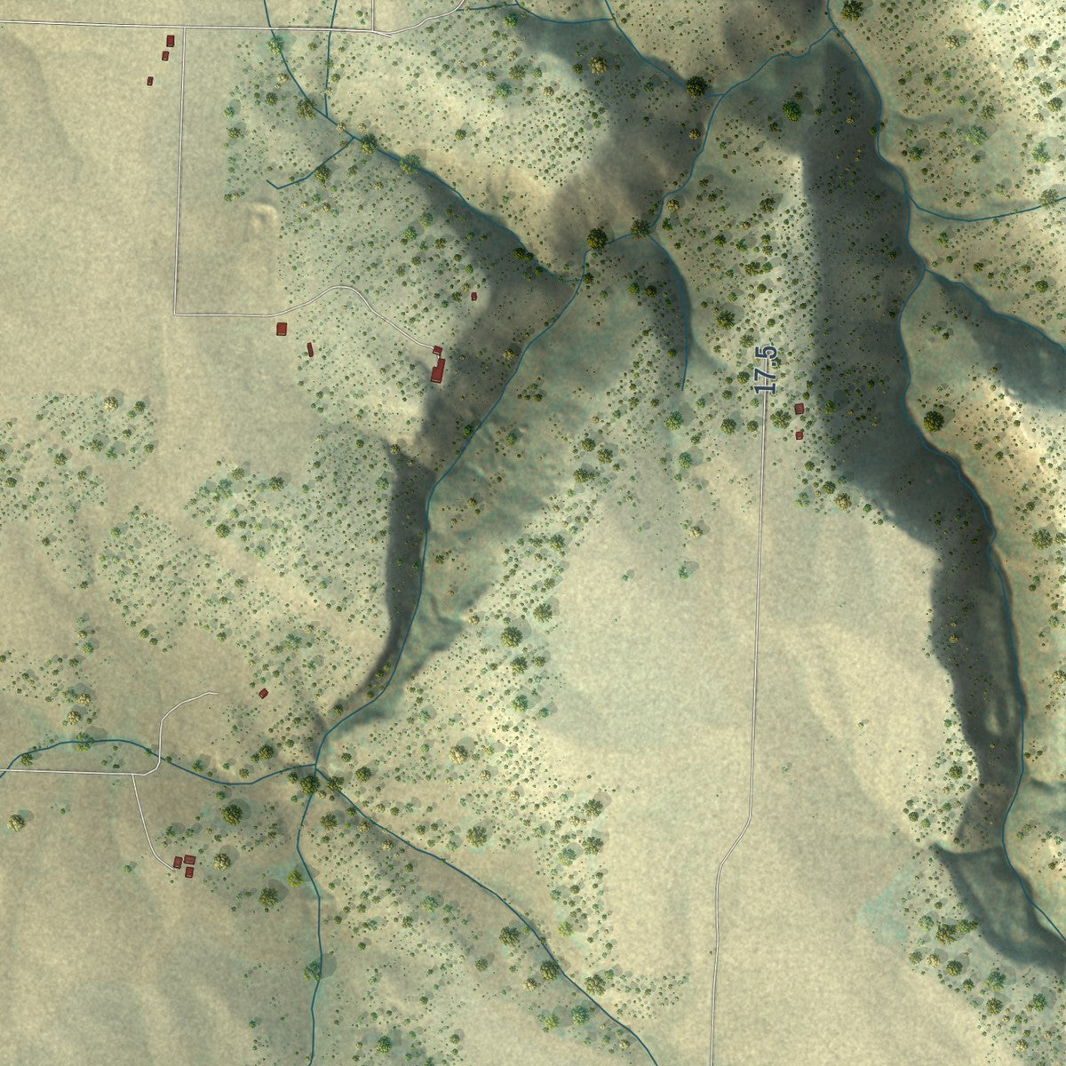 Close-up of the map of Pleasant View, Colorado print showing street and building detail