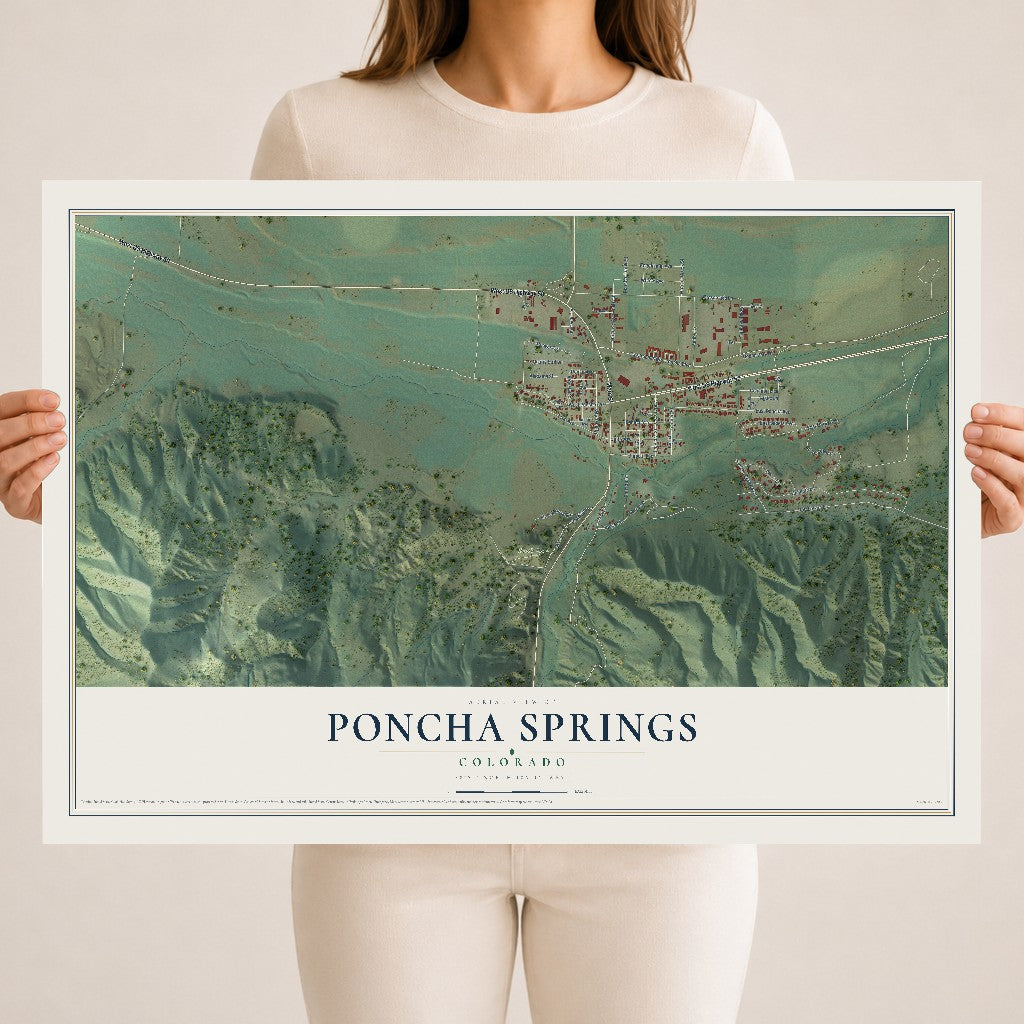 Map of Poncha Springs, Colorado, 18 x 24 inch unframed archival matte print