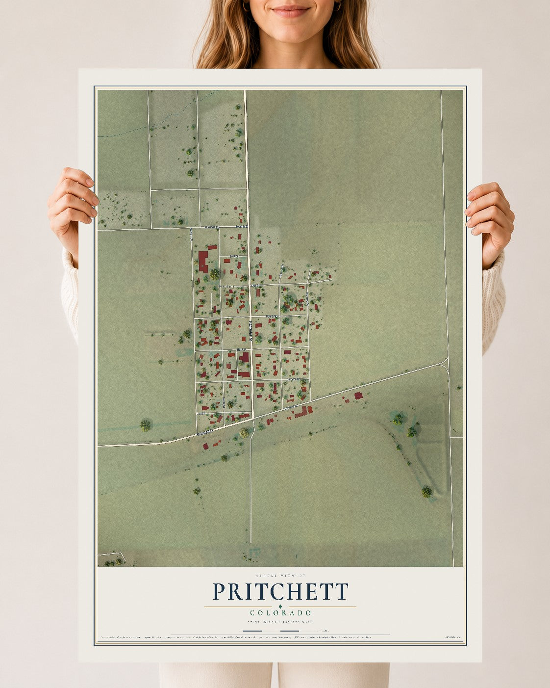 Map of Pritchett, Colorado, 24 x 36 inch unframed archival matte print