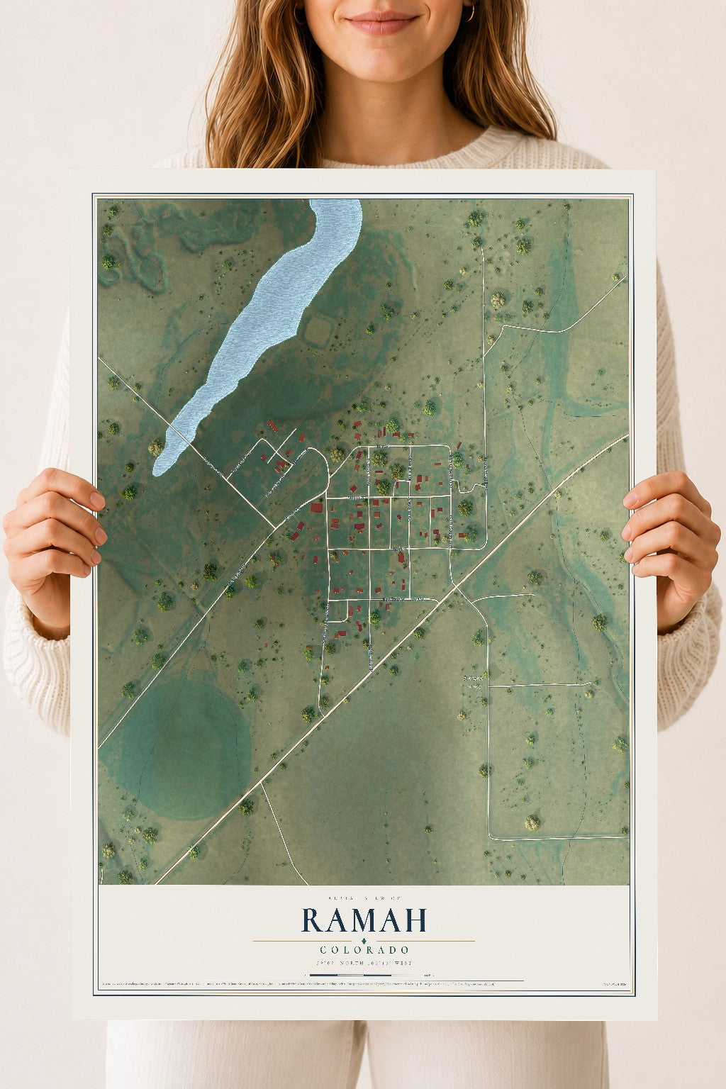 Map of Ramah, Colorado, 18 x 24 inch unframed archival matte print