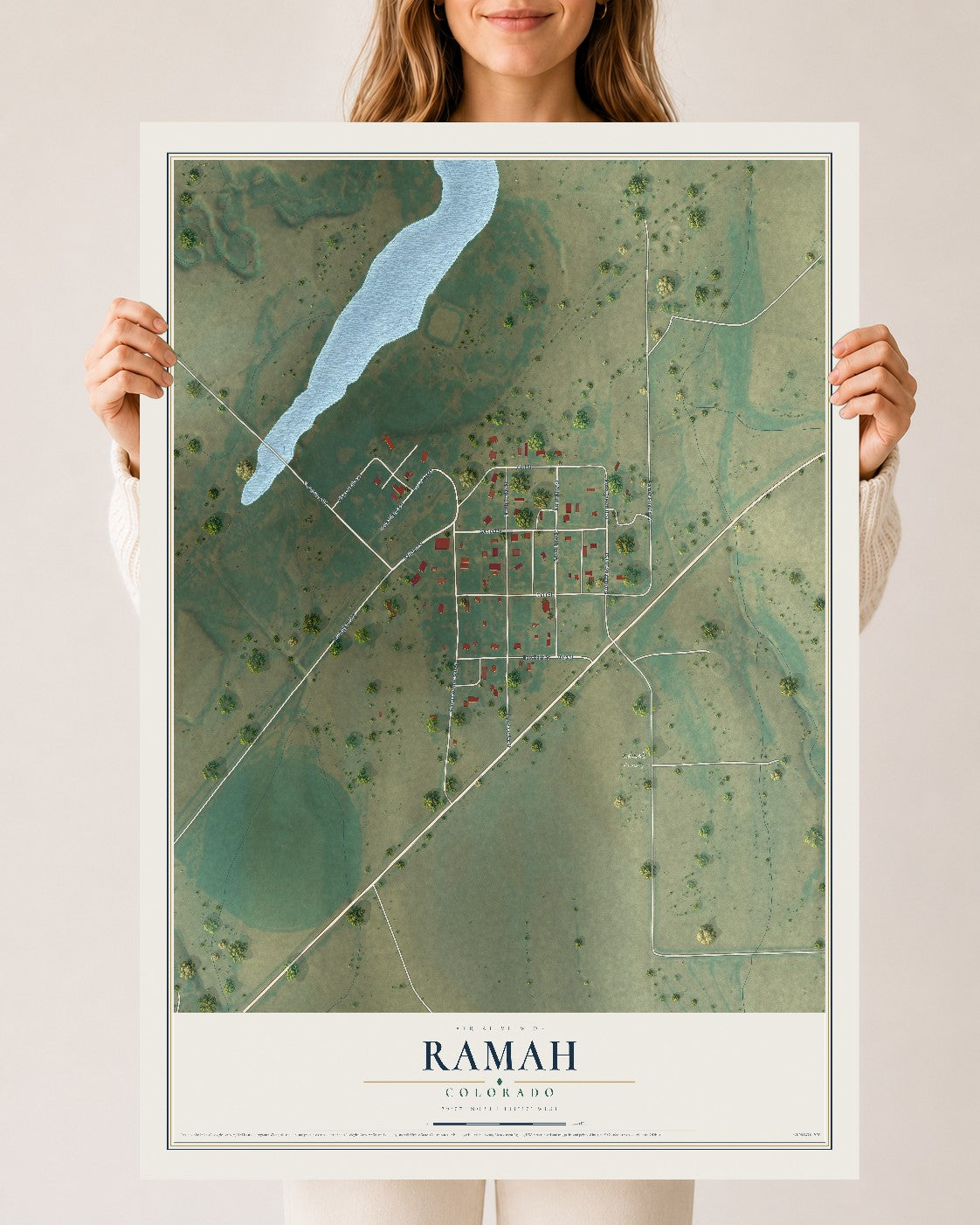 Map of Ramah, Colorado, 24 x 36 inch unframed archival matte print