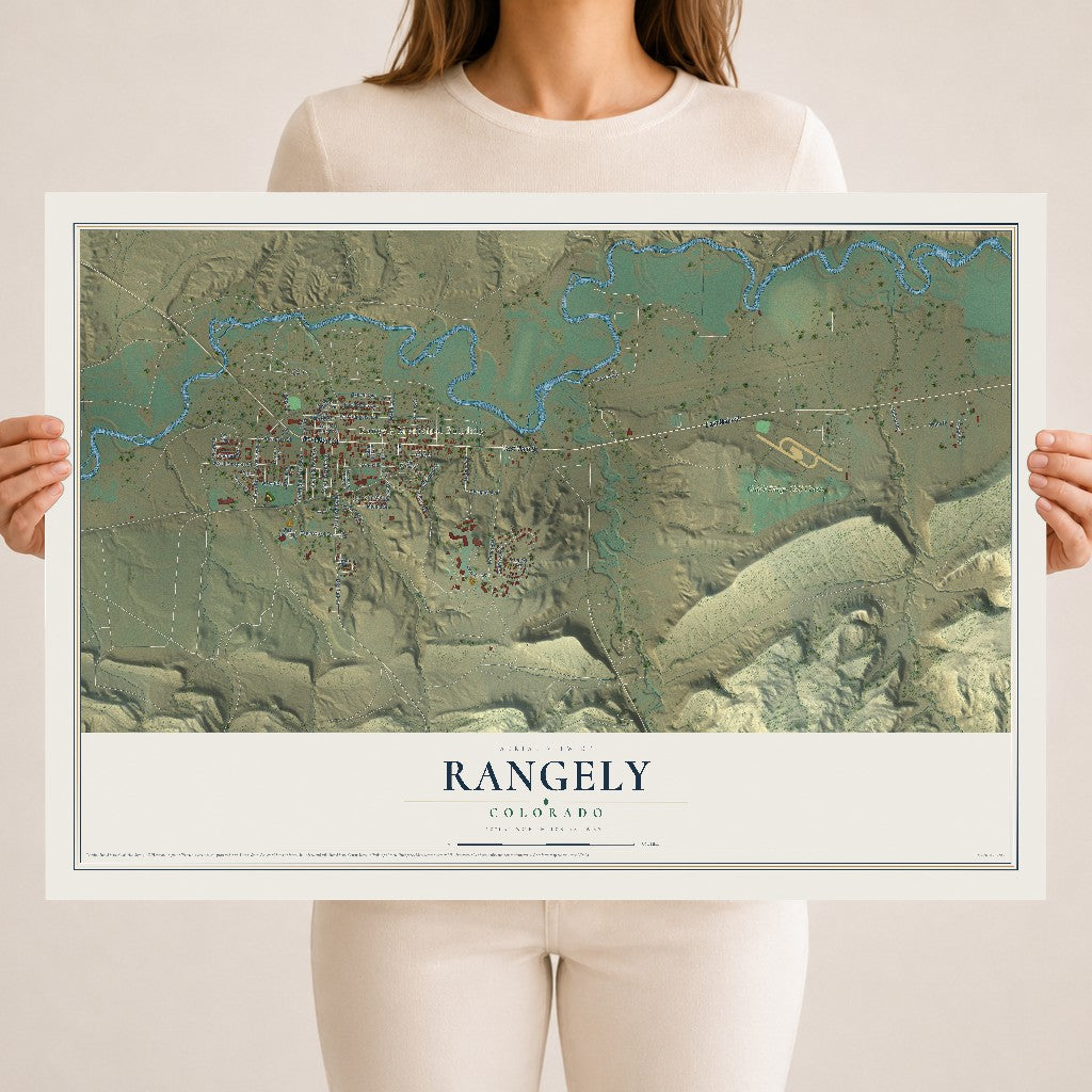 Map of Rangely, Colorado, 18 x 24 inch unframed archival matte print