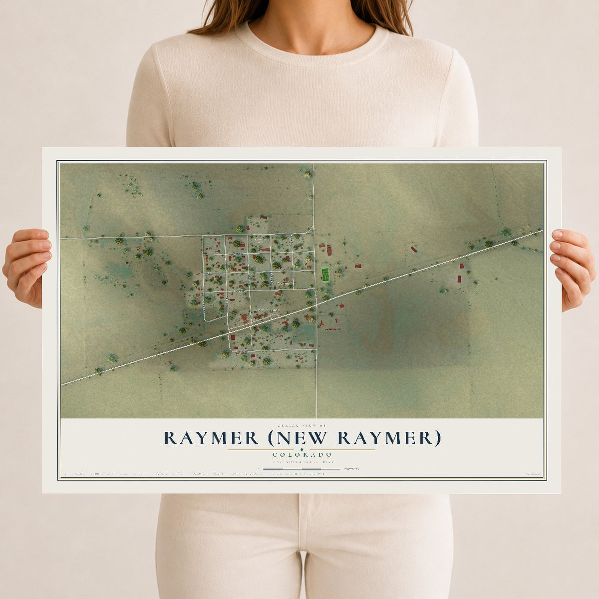 Map of Raymer (New Raymer), Colorado, 12 x 18 inch unframed archival matte print