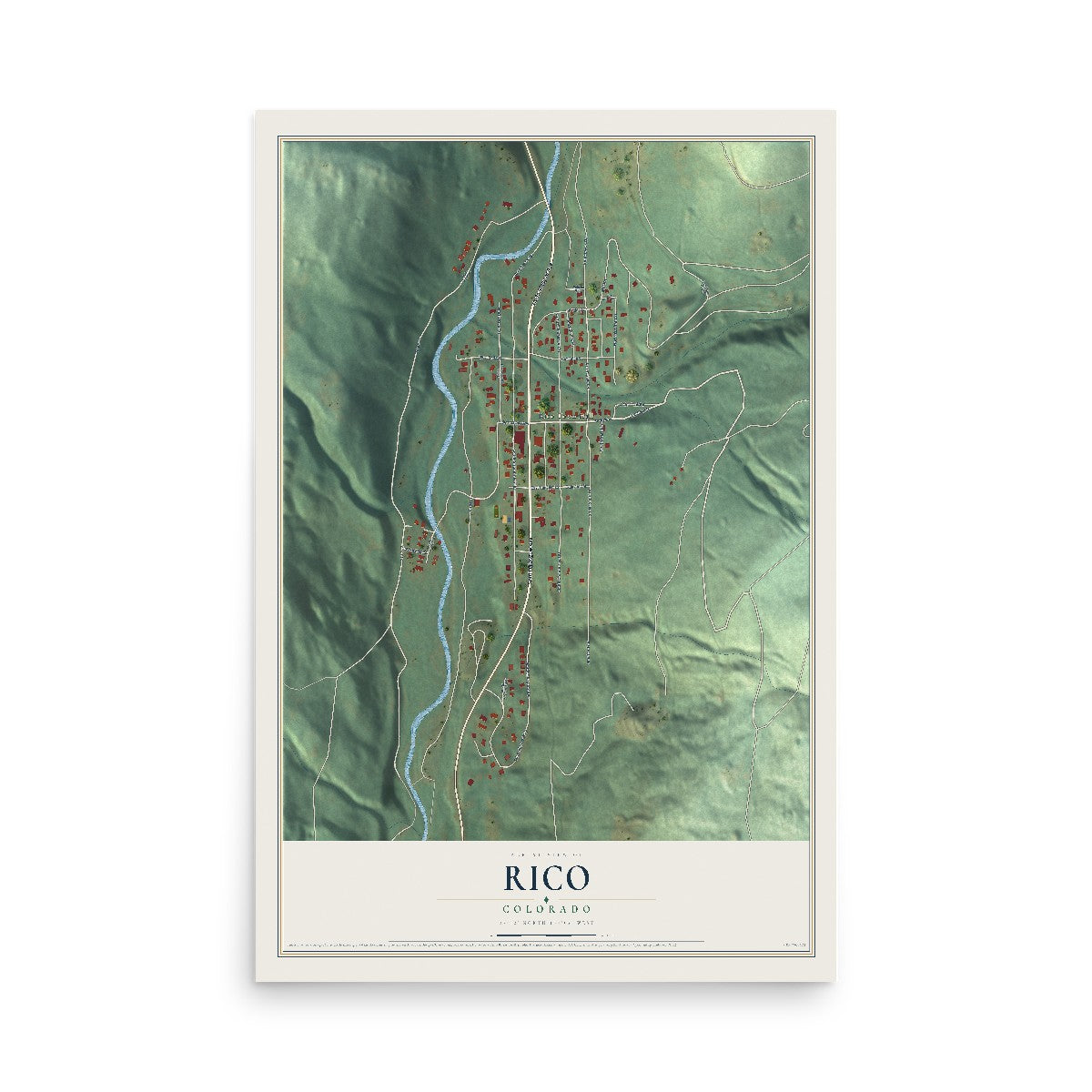 Map of Rico, Colorado, 12 x 18 inch unframed archival matte print