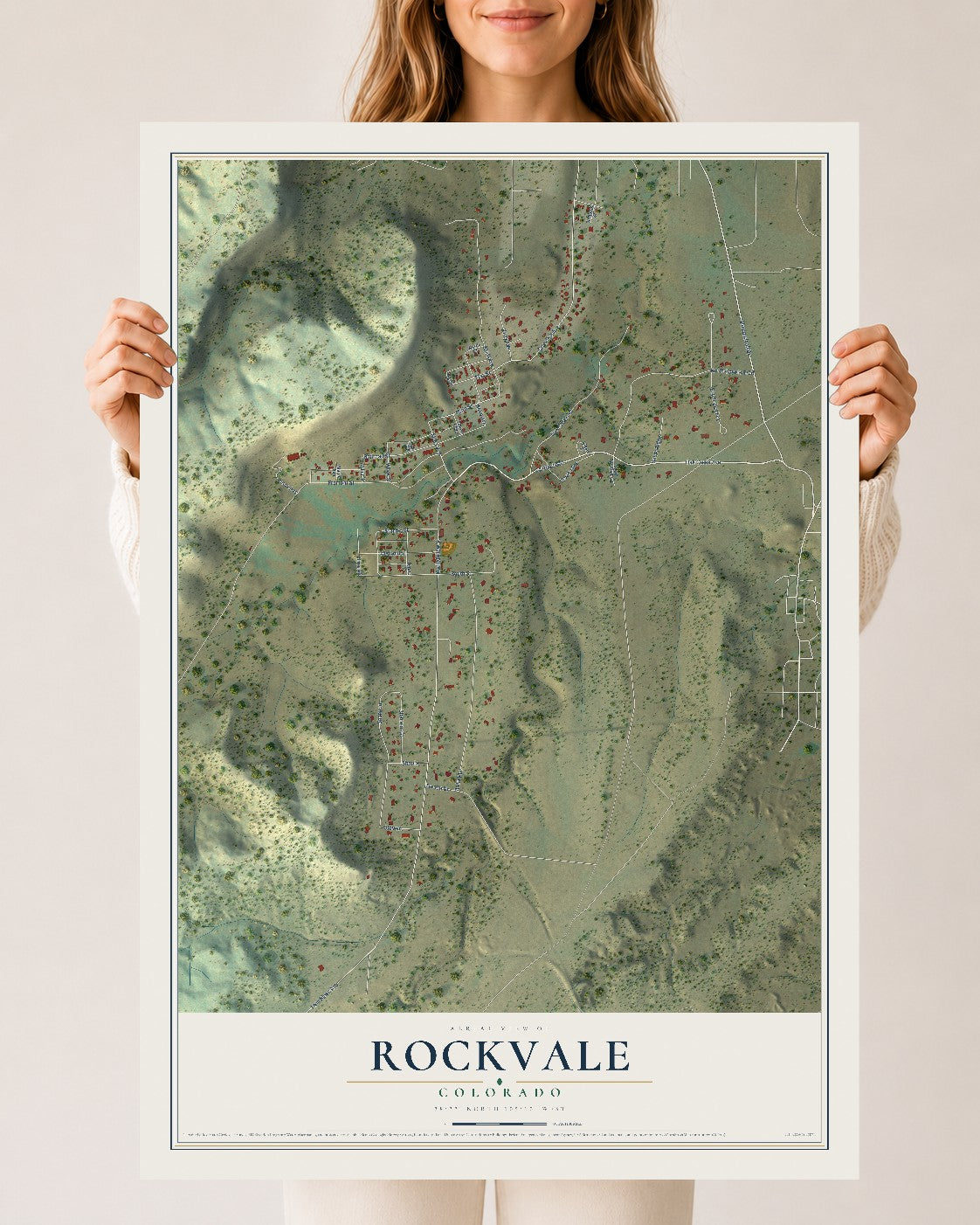 Map of Rockvale, Colorado, 24 x 36 inch unframed archival matte print