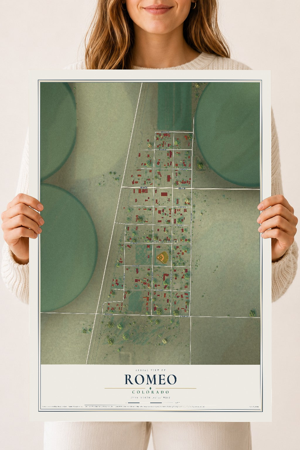 Map of Romeo, Colorado, 18 x 24 inch unframed archival matte print