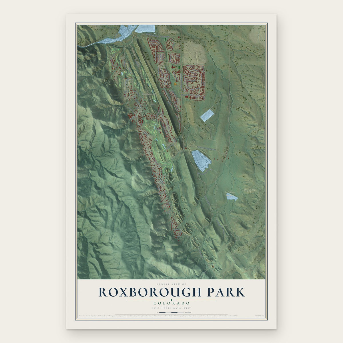 Roxborough Park, Colorado map print, the full design