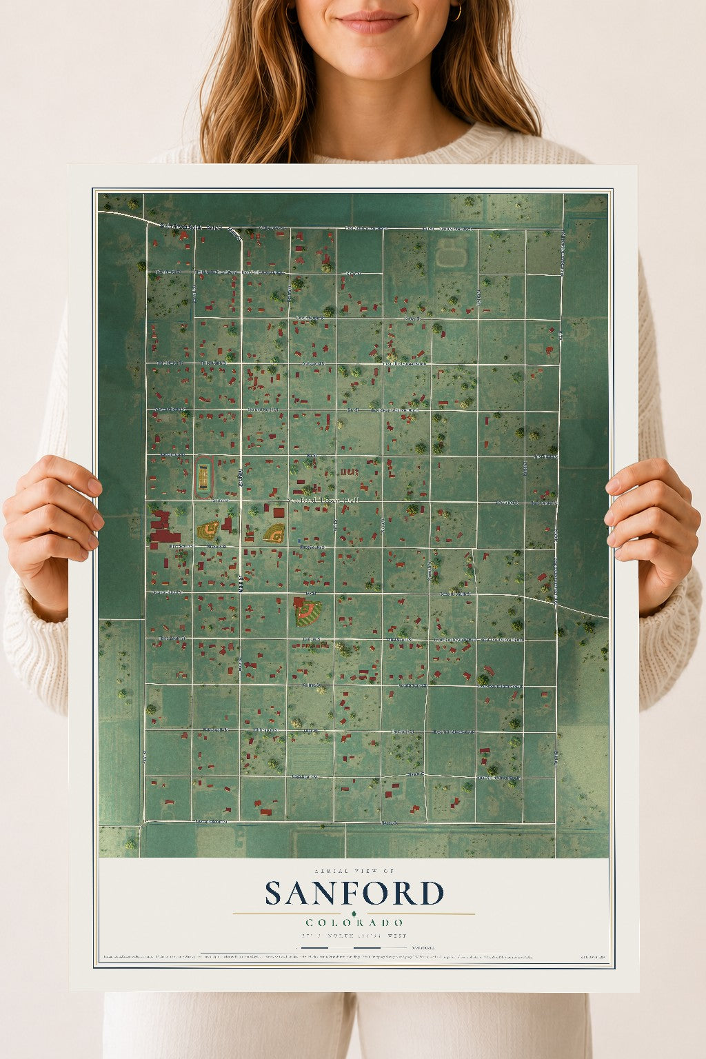 Map of Sanford, Colorado, 18 x 24 inch unframed archival matte print