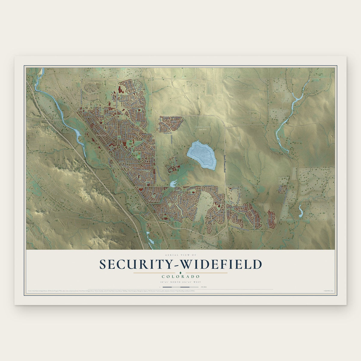 Security-Widefield, Colorado map print, the full design
