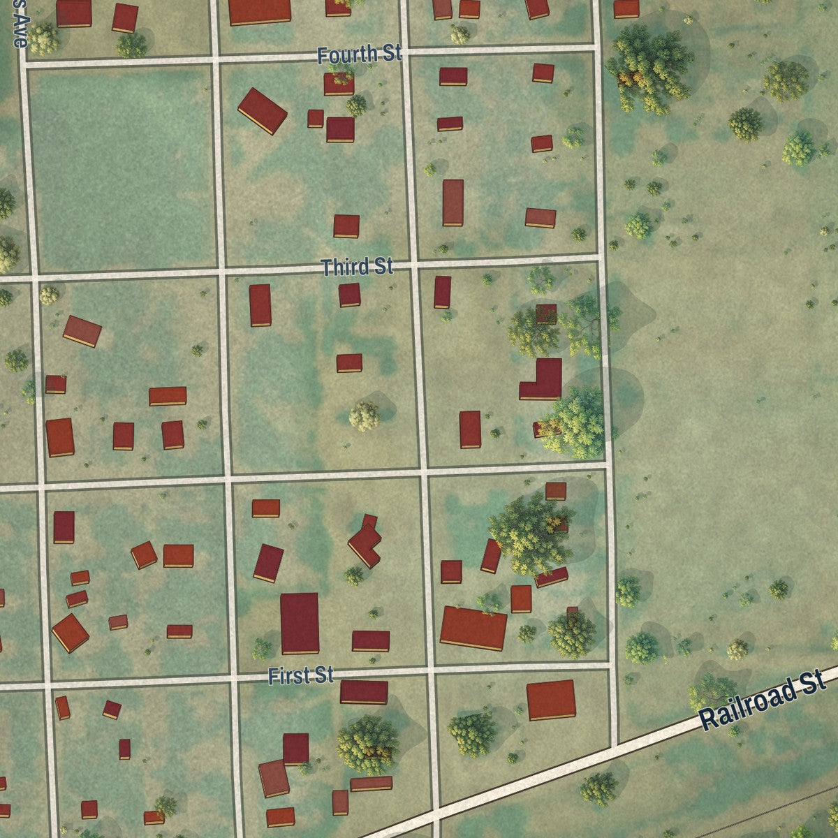 Close-up of the map of Sedgwick, Colorado print showing street and building detail