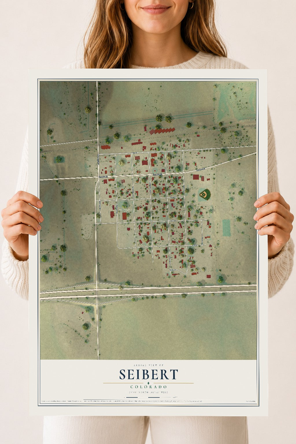 Map of Seibert, Colorado, 18 x 24 inch unframed archival matte print