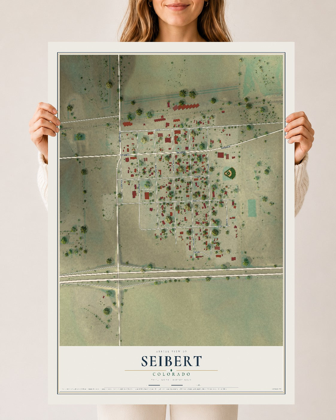 Map of Seibert, Colorado, 24 x 36 inch unframed archival matte print