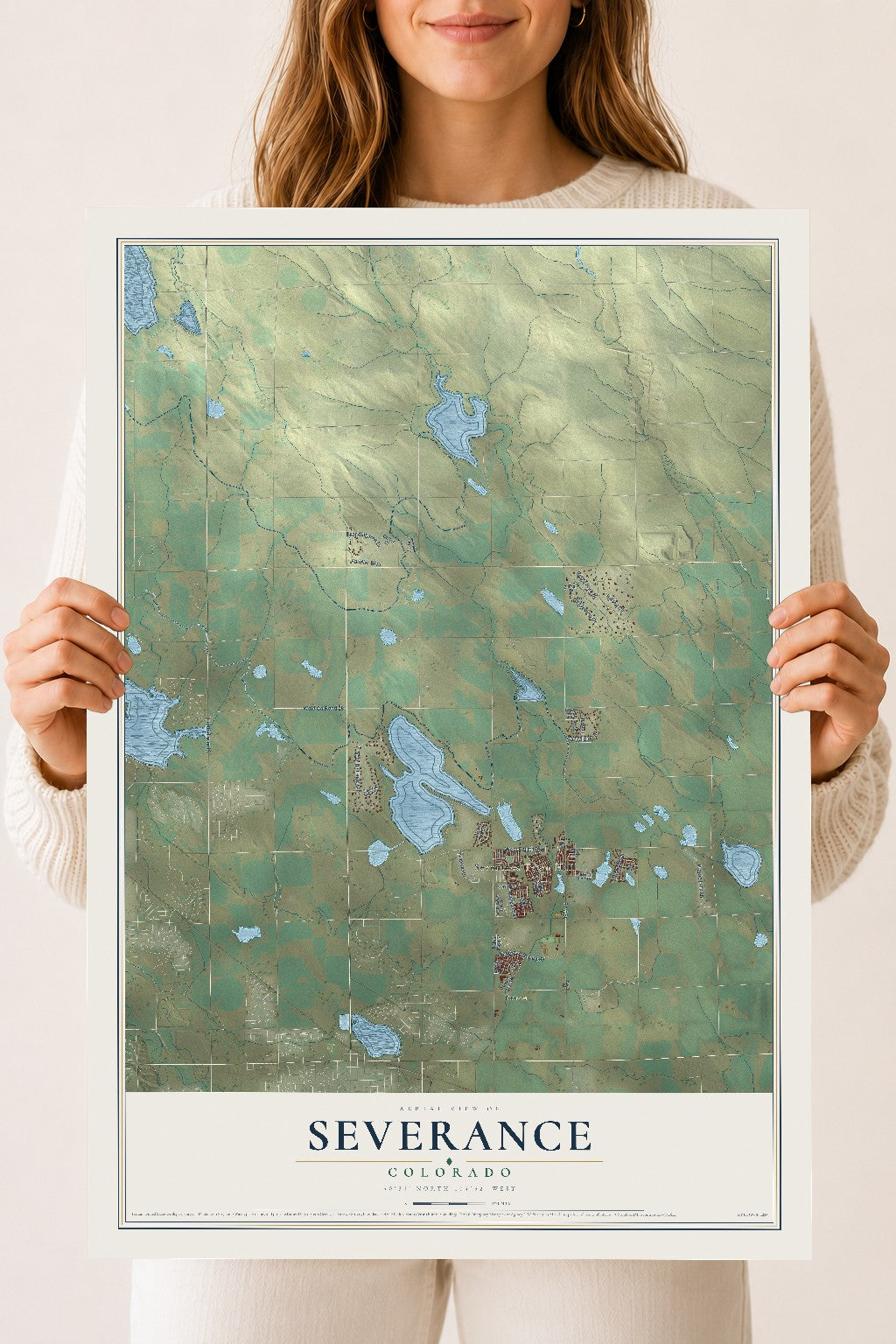 Map of Severance, Colorado, 18 x 24 inch unframed archival matte print