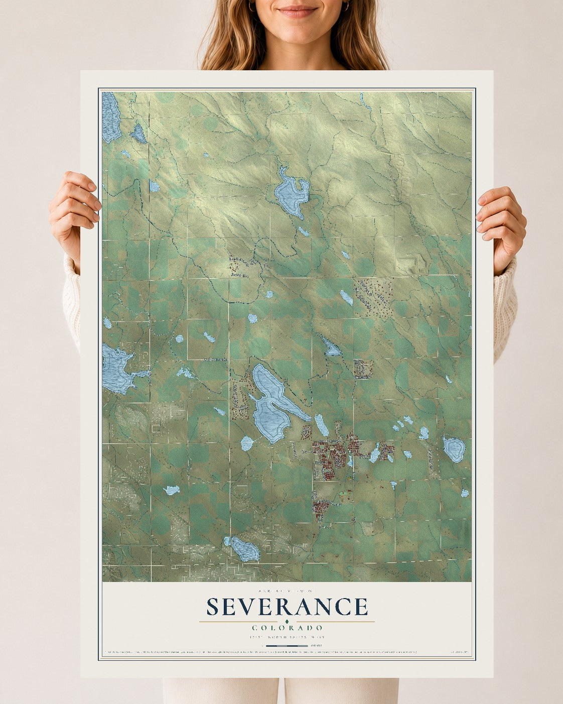 Map of Severance, Colorado, 24 x 36 inch unframed archival matte print