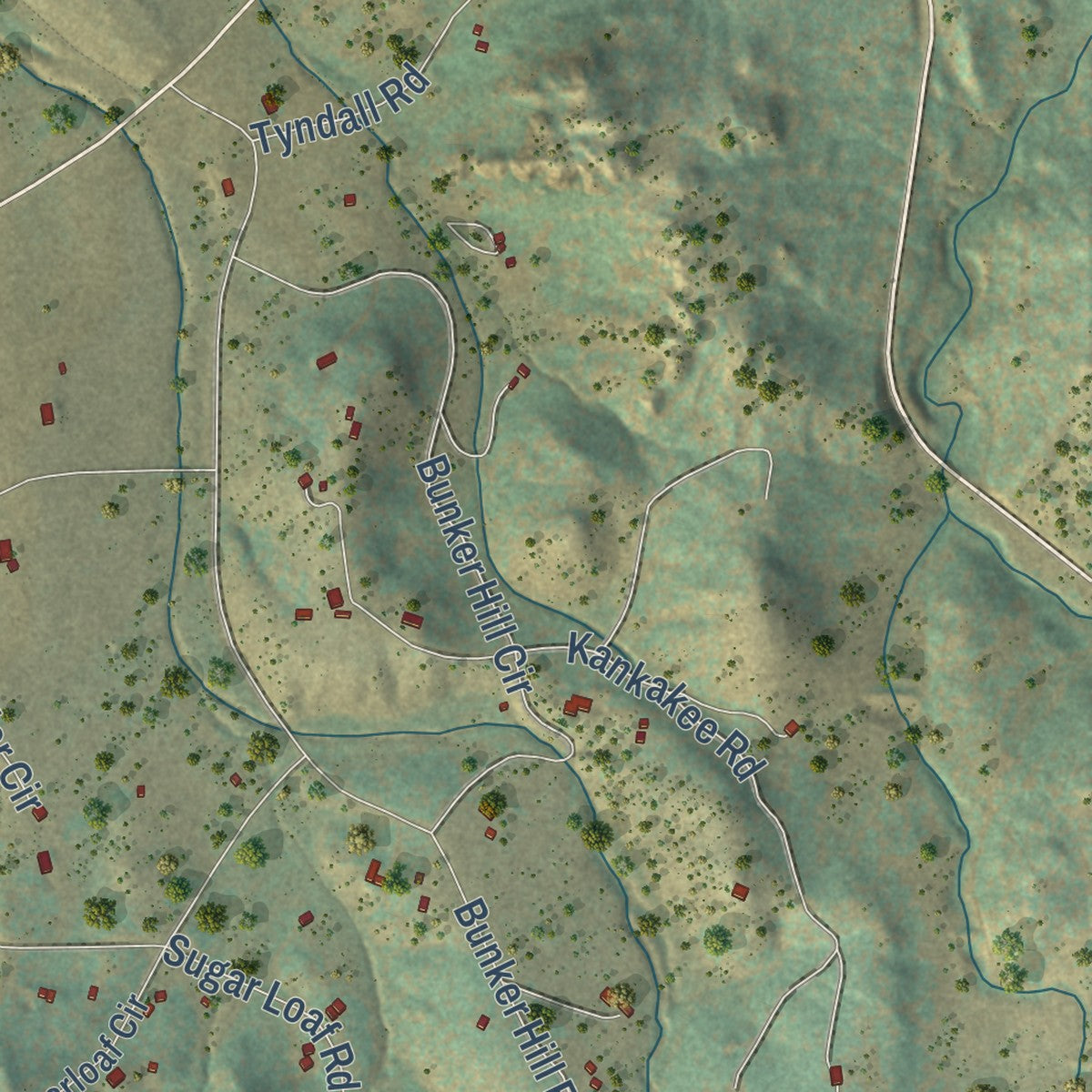 Second close-up of the map of Silver Cliff, Colorado print showing more streets and buildings