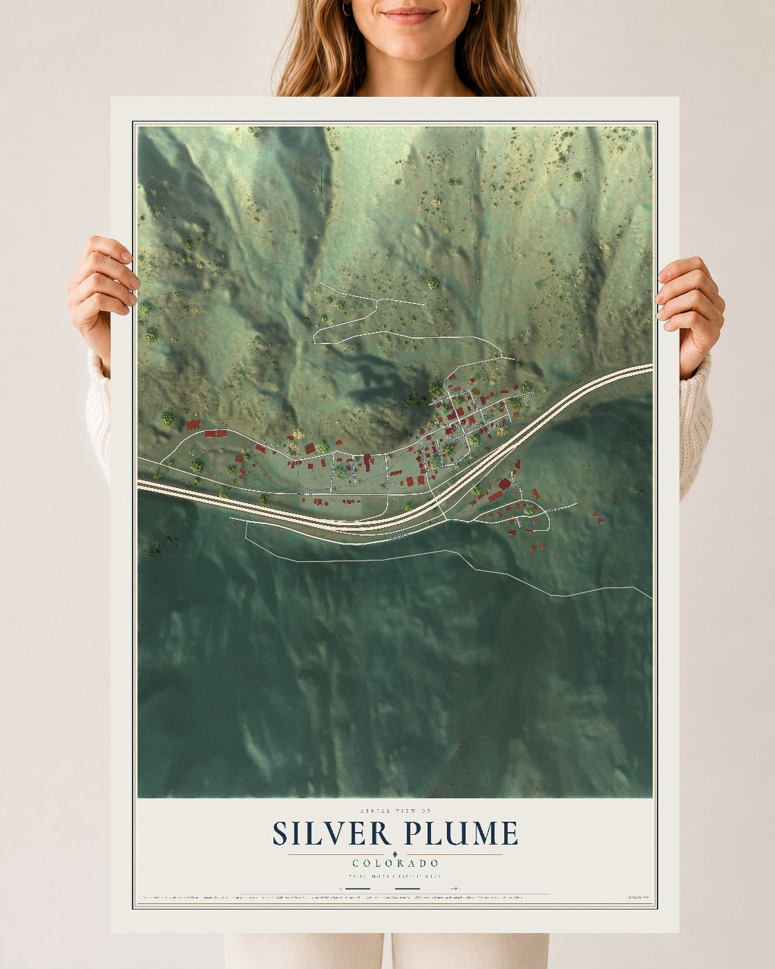 Map of Silver Plume, Colorado, 24 x 36 inch unframed archival matte print