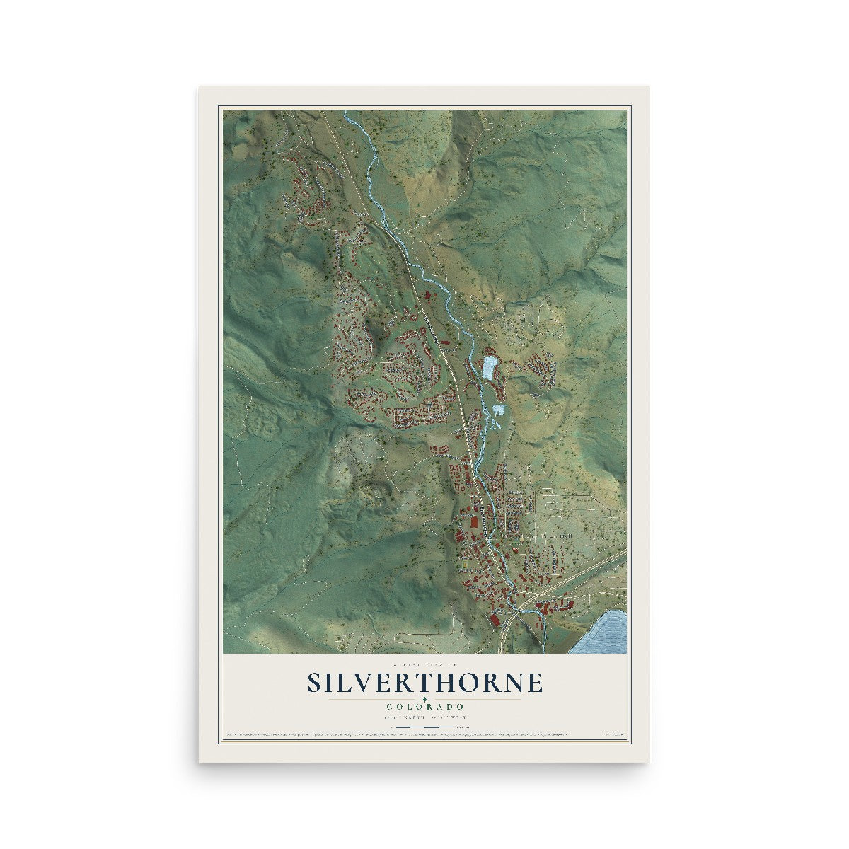 Map of Silverthorne, Colorado, 12 x 18 inch unframed archival matte print