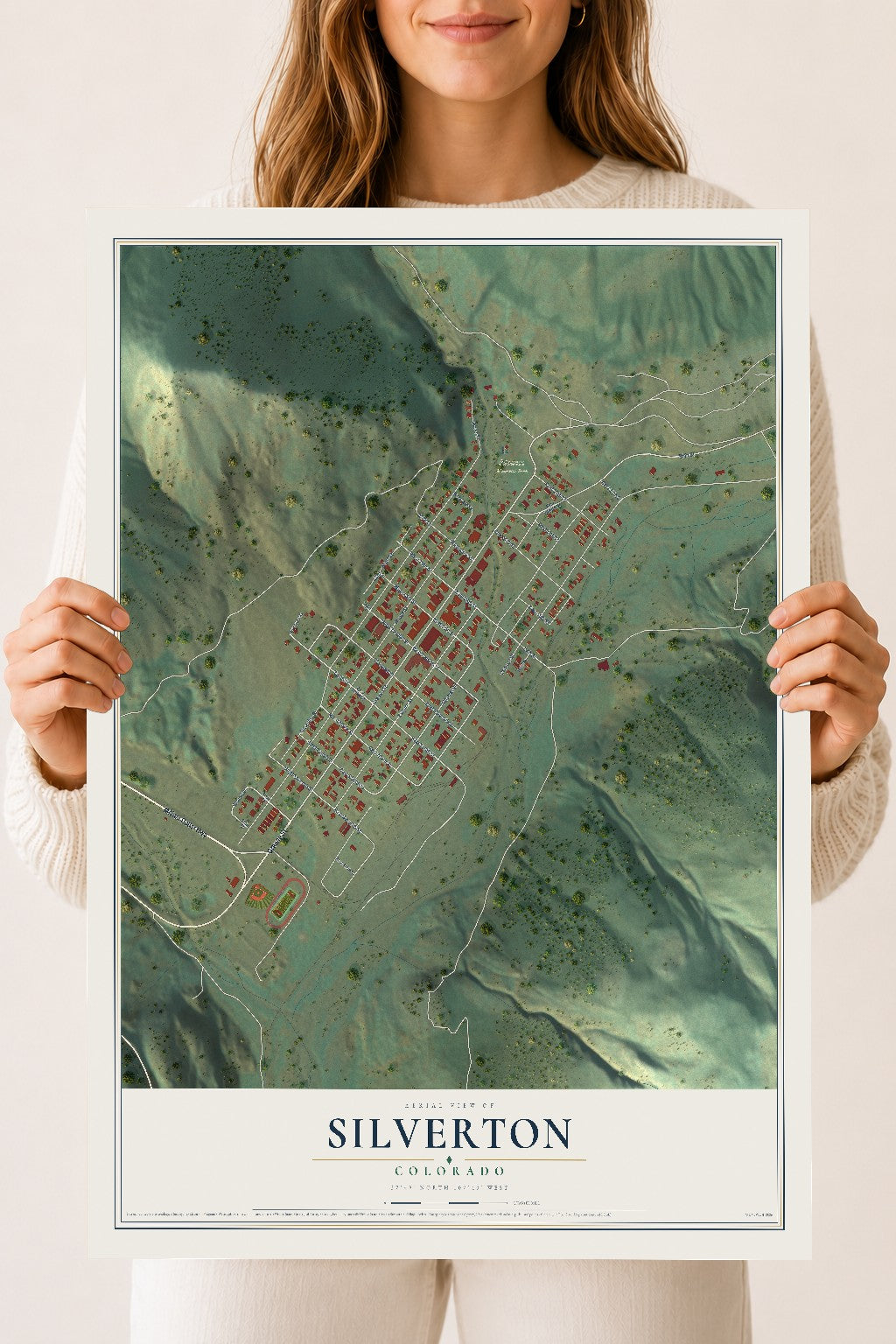 Map of Silverton, Colorado, 18 x 24 inch unframed archival matte print
