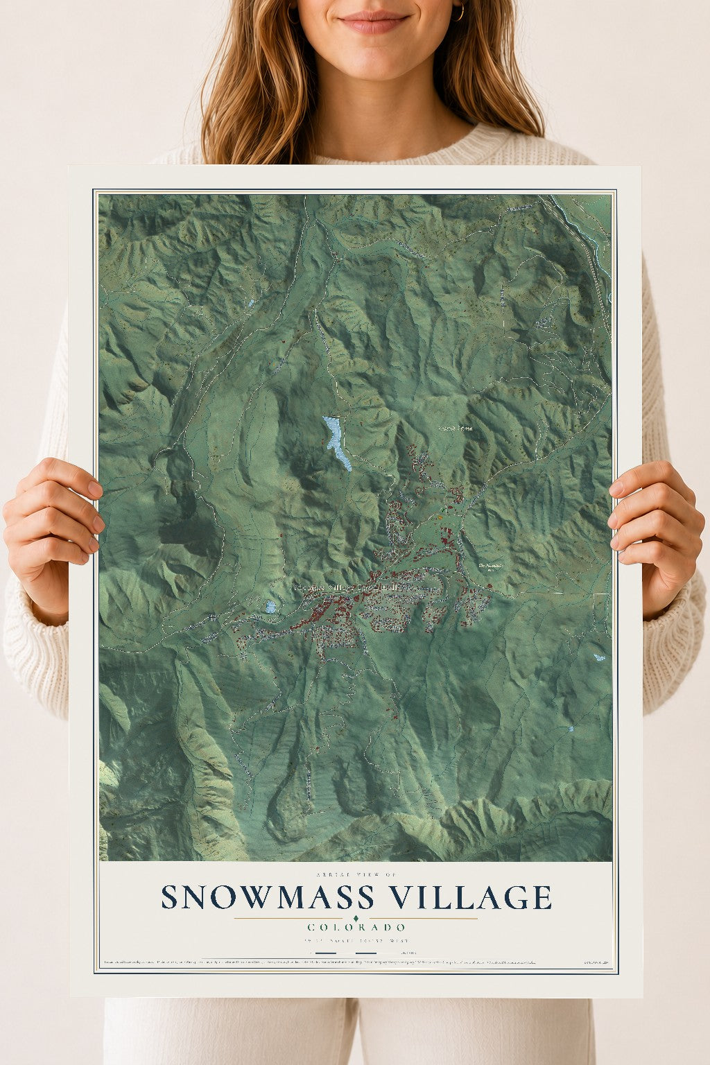 Map of Snowmass Village, Colorado, 18 x 24 inch unframed archival matte print