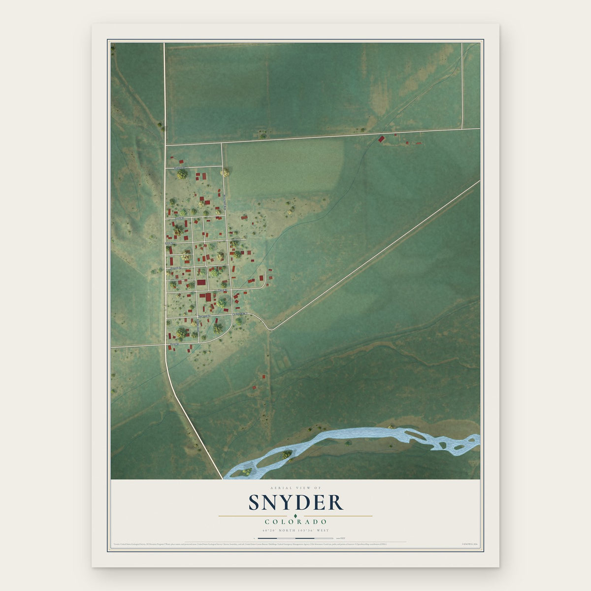 Snyder, Colorado map print, the full design
