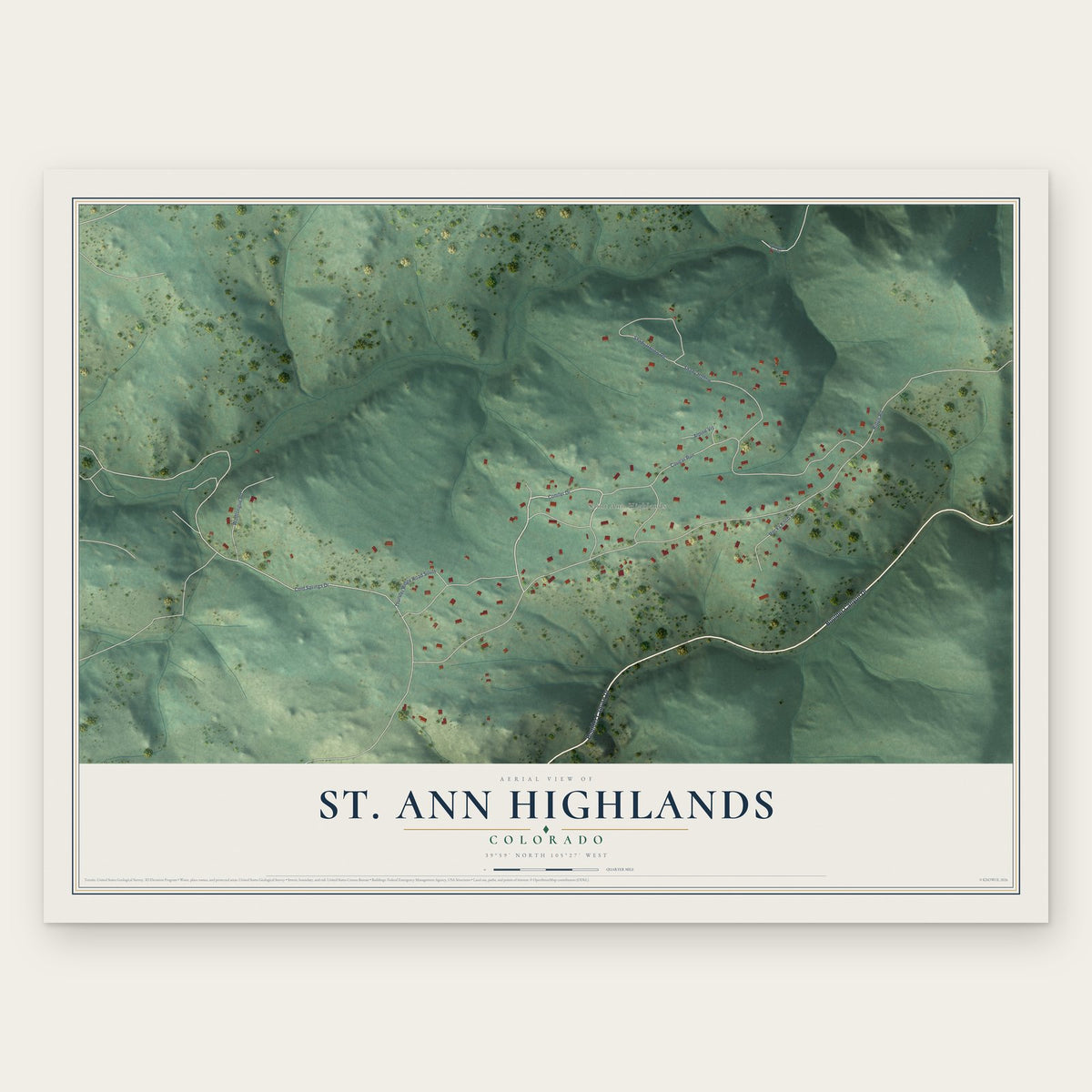 St. Ann Highlands, Colorado map print, the full design