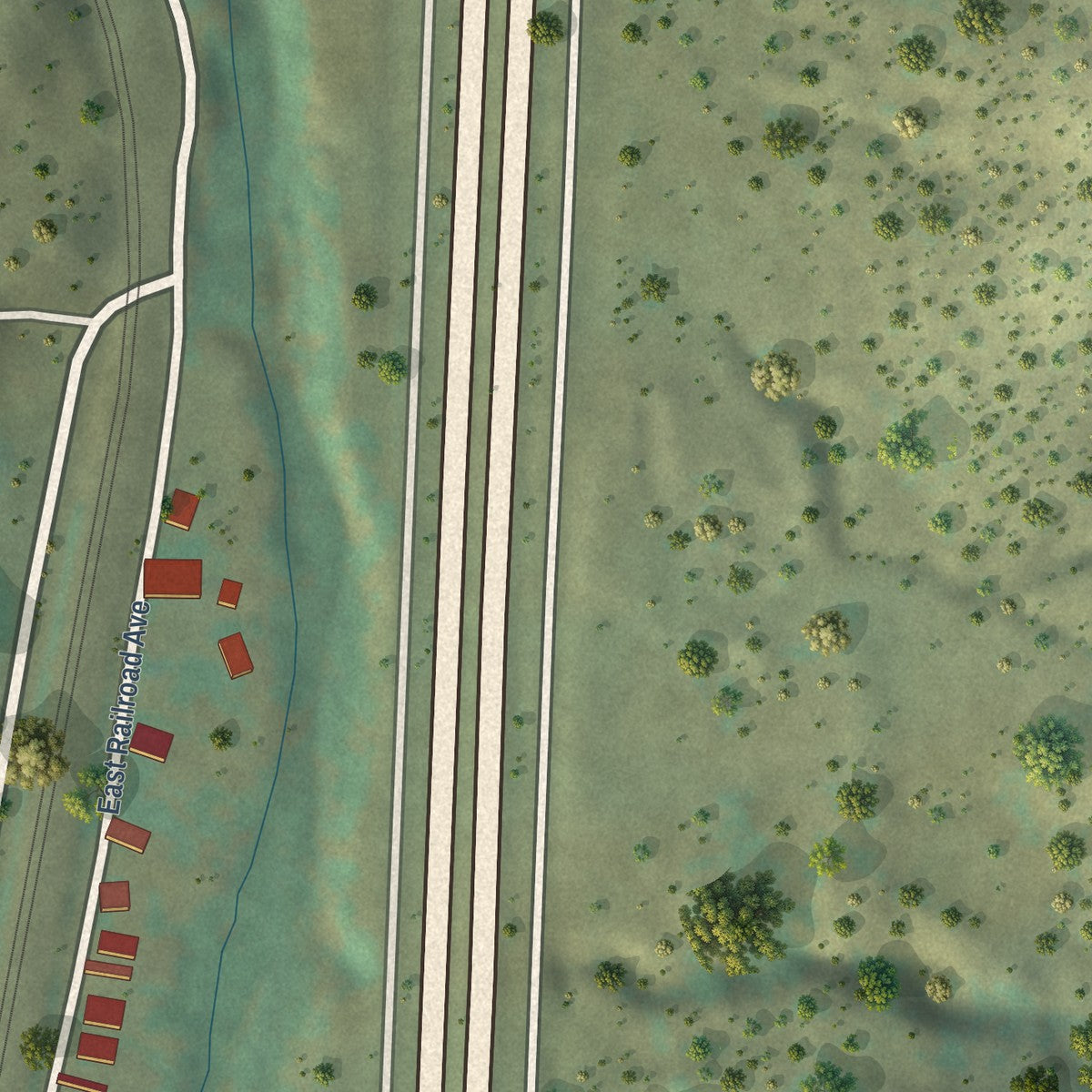 Second close-up of the map of Starkville, Colorado print showing more streets and buildings